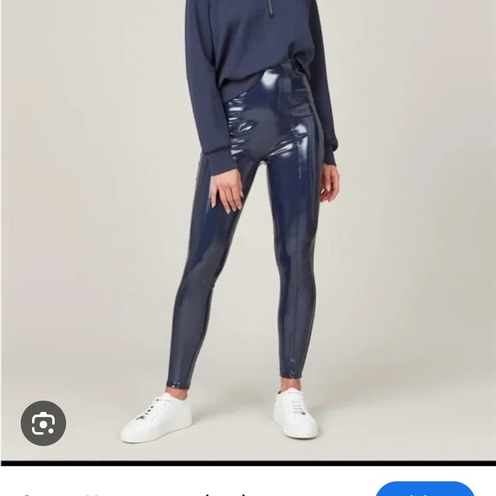 Spanx: Stylish Navy High-Waisted Patent leather Leggings